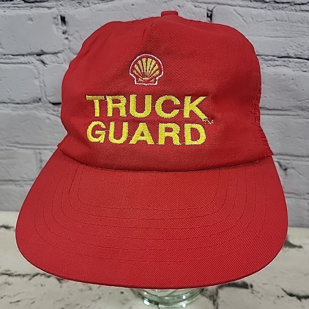 Vintage Shell‎ Truck Guard Trucker Hat Cap Snap Mesh Back Red Oil Gas Sportcap